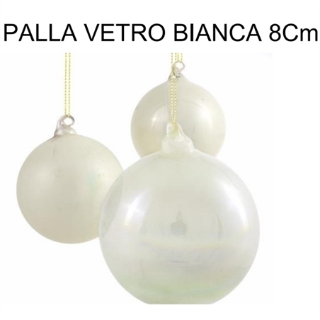 PALLA VETRO BIANCA 8 Cm ASSORTITE CON VARIA SFUMATURA 