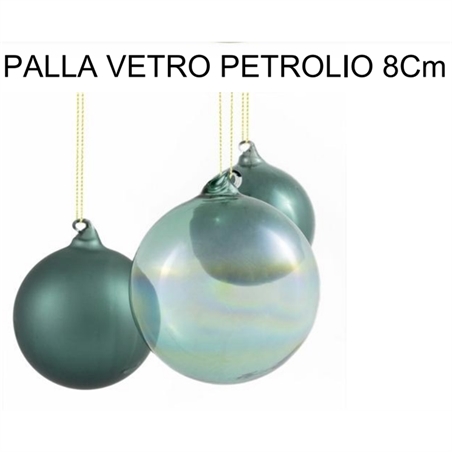 PALLA VETRO PETROLIO 8 Cm ASSORTITE CON VARIA SFUMATURA 