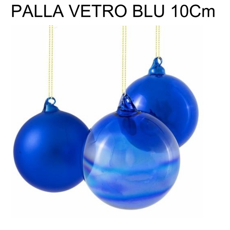 PALLA VETRO BLU 10 Cm ASSORTITE CON VARIA SFUMATURA 