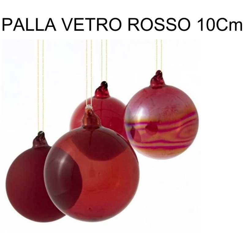 PALLA VETRO ROSSO 10 Cm ASSORTITE CON VARIA SFUMATURA
