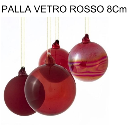 PALLA VETRO ROSSO 8 Cm ASSORTITE CON VARIA SFUMATURA