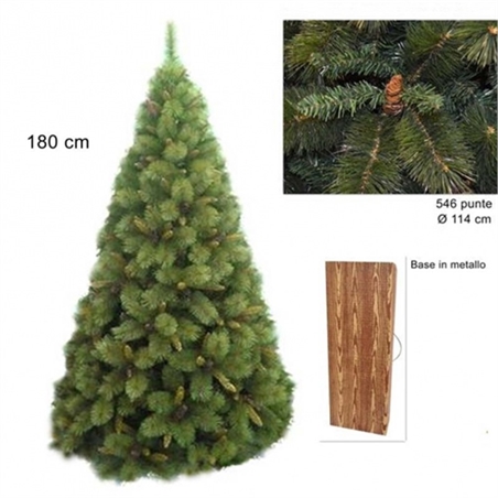 Pino natalizio Amsterdam con pigne H 180 cm - Ø 114 cm - 546 punte