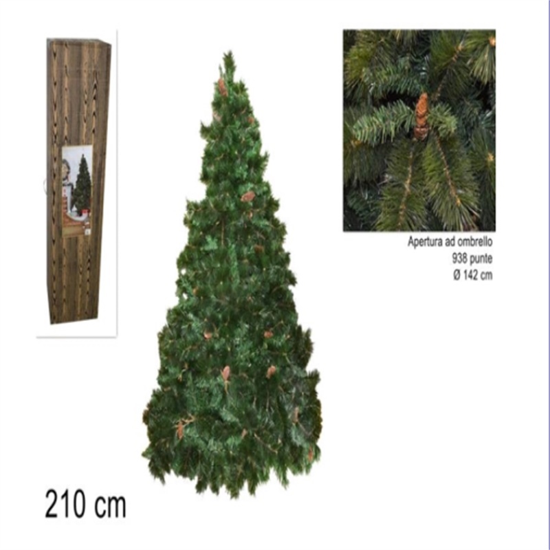 Pino natalizio Amsterdam con pigne H 210 cm - Ø 142 cm - 938 punte