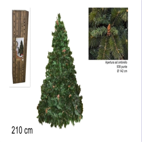 Pino natalizio Amsterdam con pigne H 210 cm - Ø 142 cm - 938 punte