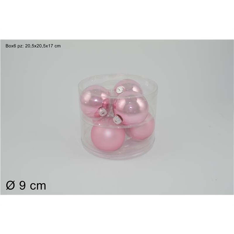 SET 6 PALLE VETRO LUCIDA/OPACA 9CM 