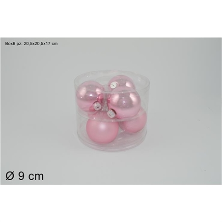 SET 6 PALLE VETRO LUCIDA/OPACA 9CM 