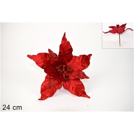 FIORE NATALIZIO VELLUTO CON PINZETTA ROSSO