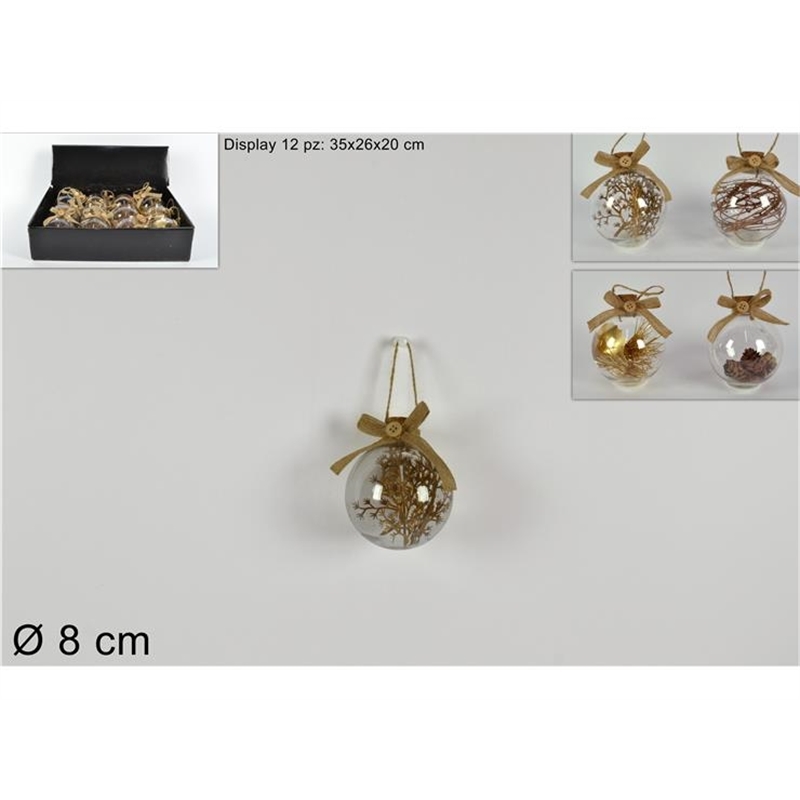 PALLA 8 CM CON TAPPO SUGHERO TRASPARENTE CON DECORI ASSORTITI IN DISPLAY 
