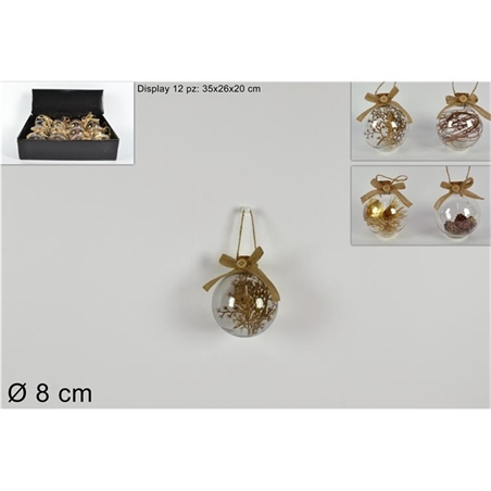 PALLA 8 CM CON TAPPO SUGHERO TRASPARENTE CON DECORI ASSORTITI IN DISPLAY 