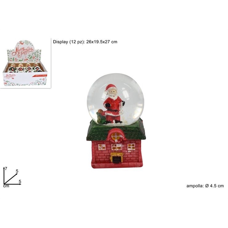 AMPOLLA 45 mm CON BABBO NATALE E CASETTA 