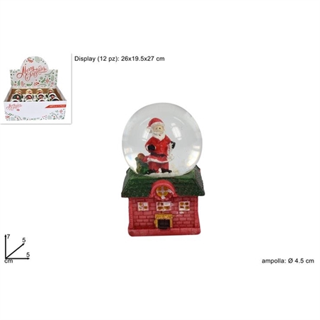 AMPOLLA 45 mm CON BABBO NATALE E CASETTA 