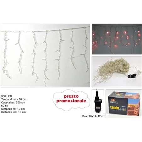 TENDA LED 300 LUCI 6 MT CON GIOCO LUCI ROSSO