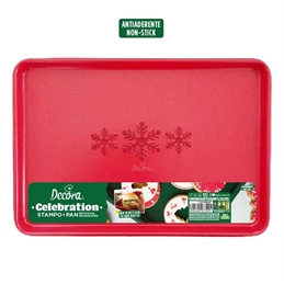 TEGLIA PROFESSIONALE ANTIADERENTE PER FORNO NATALIZIA ROSSA 39,5 X 27 H 2,4 CM