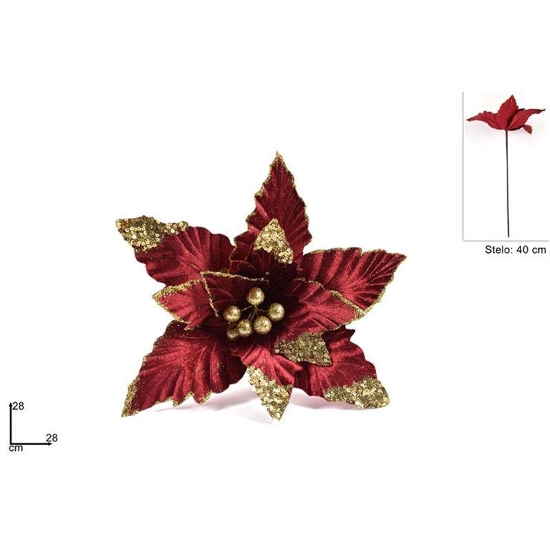 STELO FIORE NATALIZIO BORDEAUX/ORO