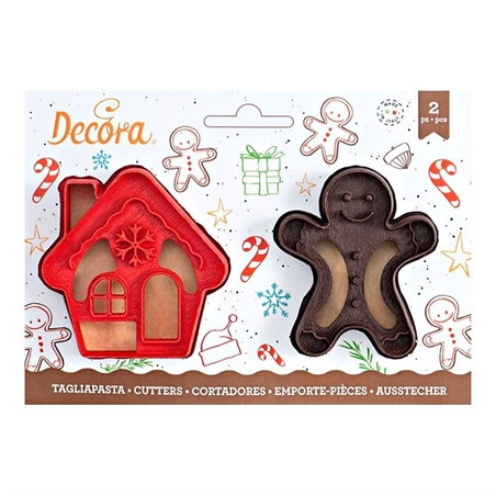 SET 2 TAGLIAPASTA GINGERBREAD MAN & HOUSE IN PLASTICA