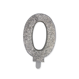 Candelina Argento Glitter 9 cm