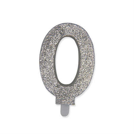 Candelina Argento Glitter 9 cm