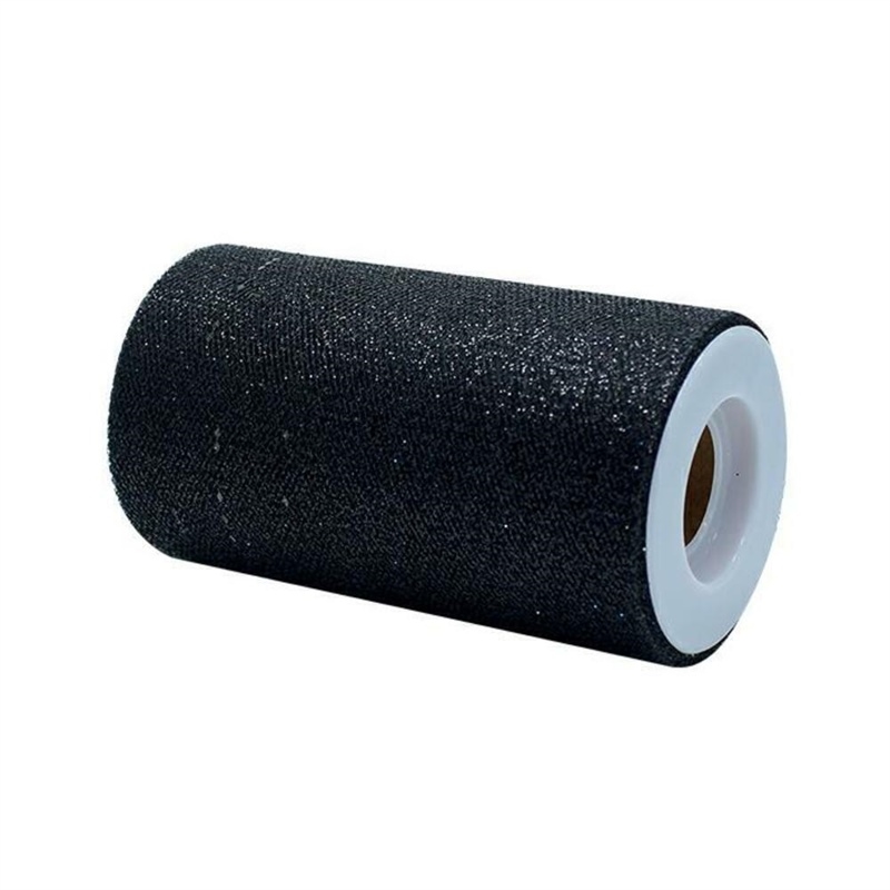 Rotolo Tulle h.cm.12,5 x mt. 25 Nero Glitter