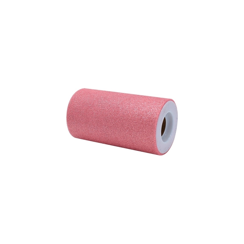 Rotolo Tulle h.cm.12,5 x mt. 25 Rosa Gold Glitter