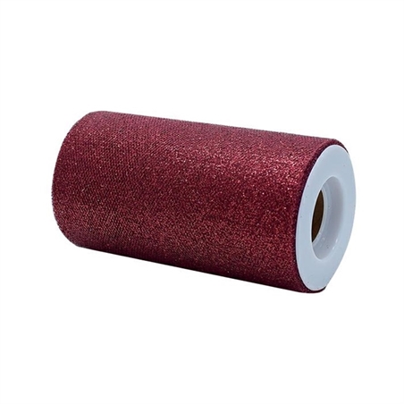 Rotolo Tulle h.cm.12,5 x mt. 25 Bordeoux Glitte