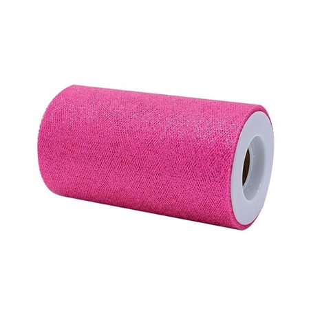 Rotolo Tulle h.cm.12,5 x mt. 25 Fuxia Glitter