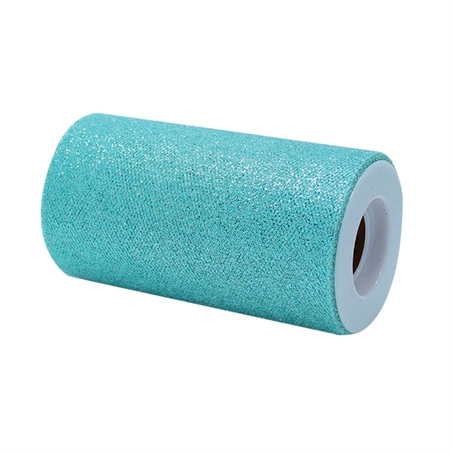 Rotolo Tulle h.cm.12,5 x mt. 25 Acqua Marina Glitter