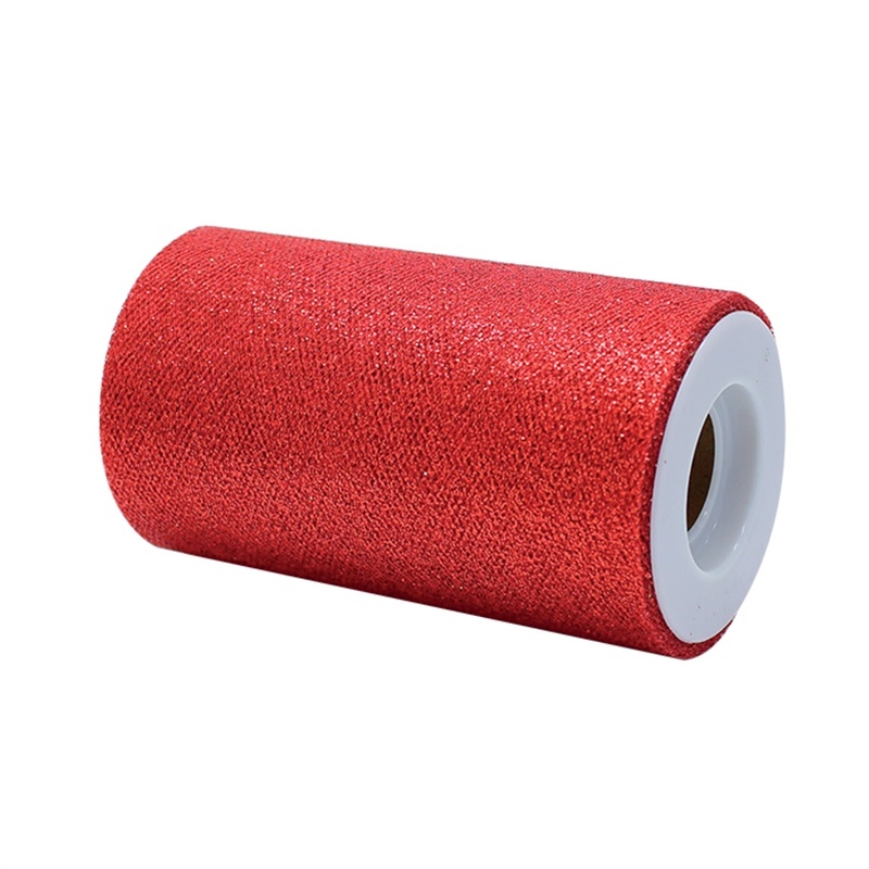 Rotolo Tulle h.cm.12,5 x mt. 25 Rosso Glitter