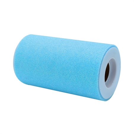 Rotolo Tulle h.cm.12,5 x mt. 25 Celeste Glitter