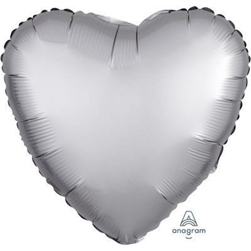 Palloncino Mylar 17" 42 cm Cuore Satinato Platino