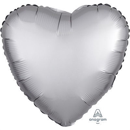 Palloncino Mylar 17" 42 cm Cuore Satinato Platino