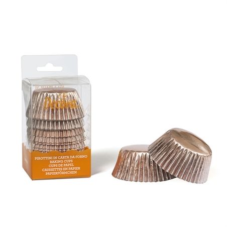 Pirottini in carta da forno per Muffin 52x32 mm Rosa Gold 60 pezzi