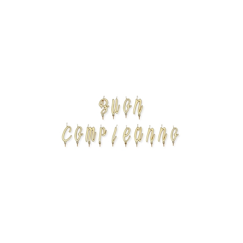 Set Candeline Buon Compleanno Oro Metal Cm 5,5