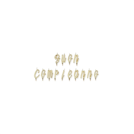 Set Candeline Buon Compleanno Oro Metal Cm 5,5