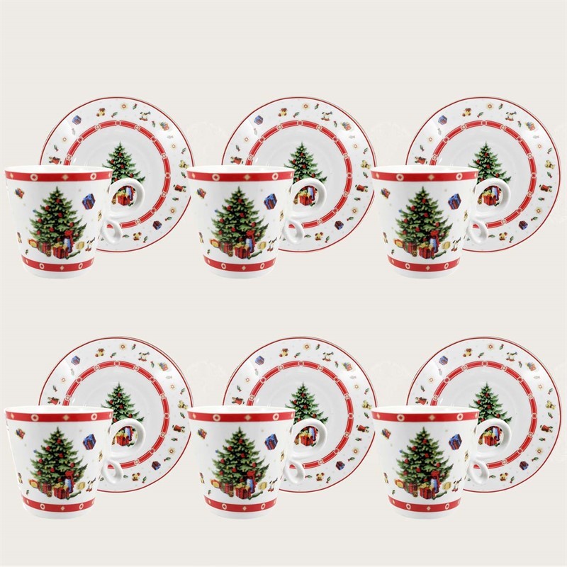 SET 6 TAZZE CAFFE’ CON PIATTINO CHRISTMAS – ALBERO (TREE)