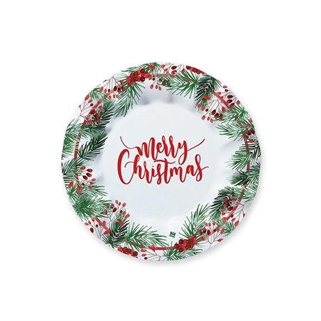 8 Piatti 20 cm Merry Christmas