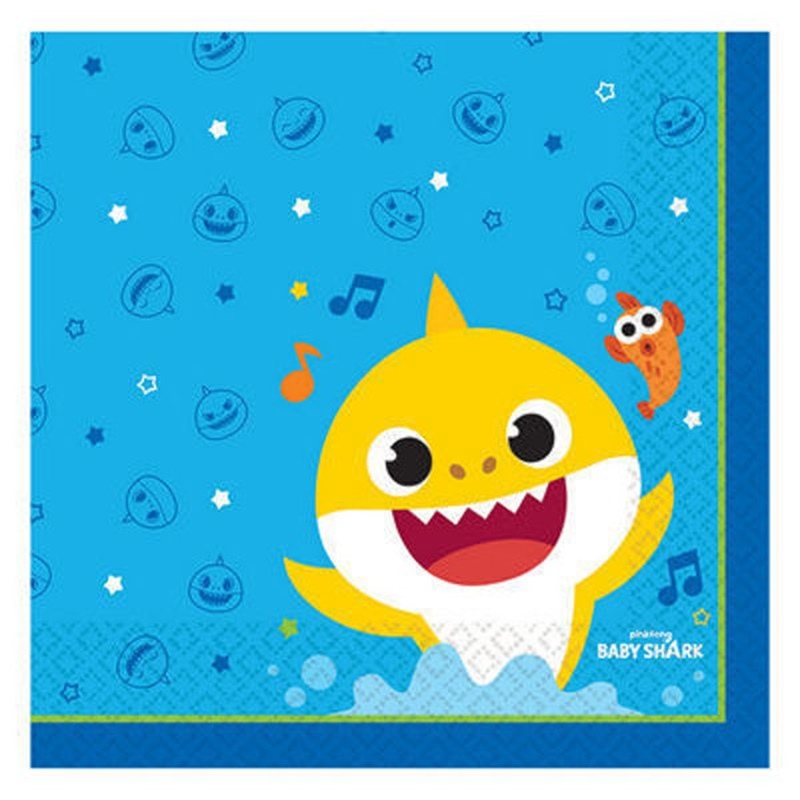 Tovaglioli 33x33 cm Baby Shark 16 pezzi Tovaglioli 33x33 cm Baby Shark 16 pezzi