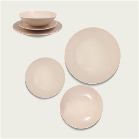 Piatto piano monocolore in ceramica crema