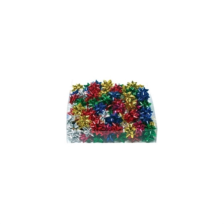 SCATOLA 100 PZ COCCARDA FIOCCO METALLIZZATA 10mm PER PACCHI REGALO