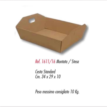 Cesta in cartone colore Avana con maniglia 34x29x10 cm