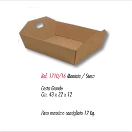 Cesta in cartone colore Avana con maniglia 43x32x12 cm