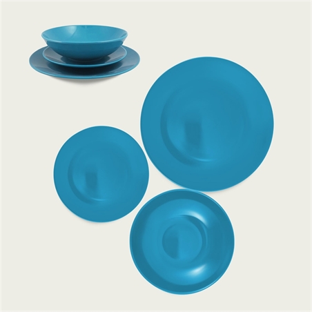 Piatto monocolore in ceramica azzurro