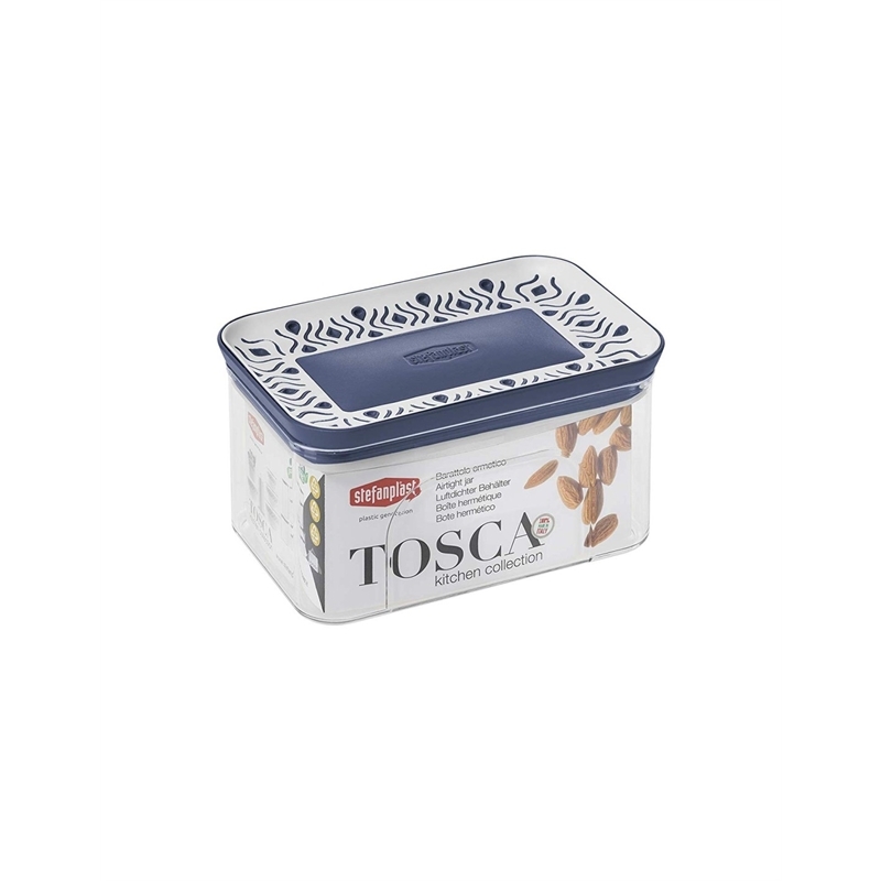 Barattolo Rettangolare Ermetico Tosca Blu 0,7 LT Resina