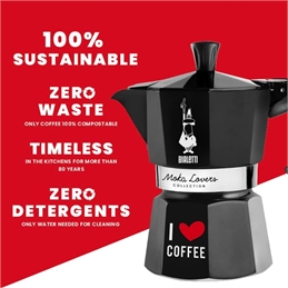 Bialetti Caffettiera Moka I Love Coffee 3 Tazze