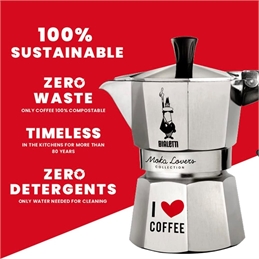 Bialetti Caffettiera Moka I Love Coffee 3 Tazze