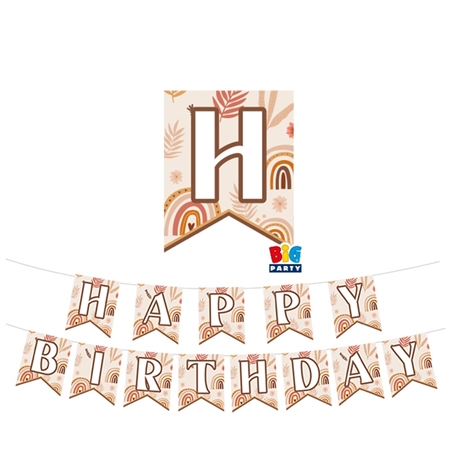 Festone Scritta Happy Birthday Boho cm. 300