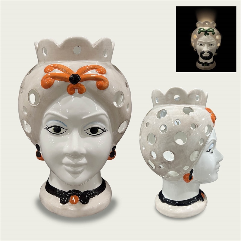 LAMPADA TESTA DI MORO ARANCIO IN CERAMICA