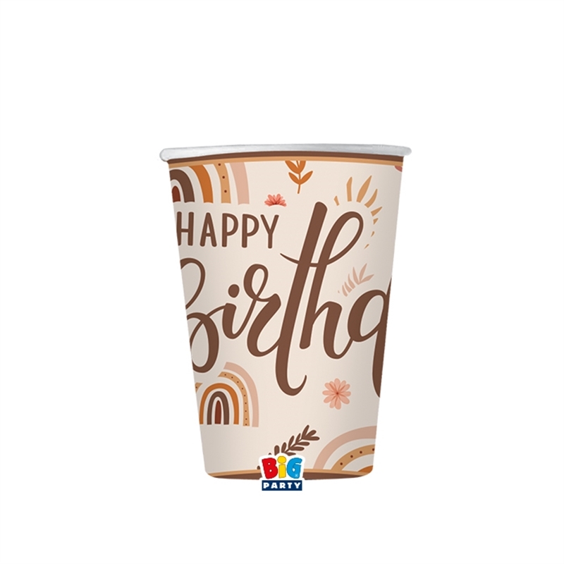 8 Bicchieri cc.200 Happy Birthday Boho