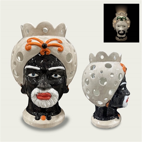 LAMPADA TESTA DI MORO ARANCIO IN CERAMICA