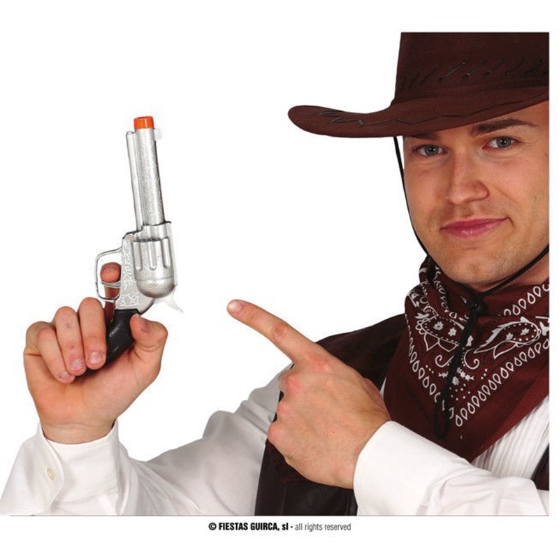 Pistola Cowboy argento 24 cm