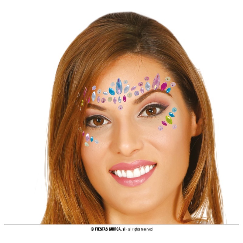 Gioielli adesivi per il viso multicolore